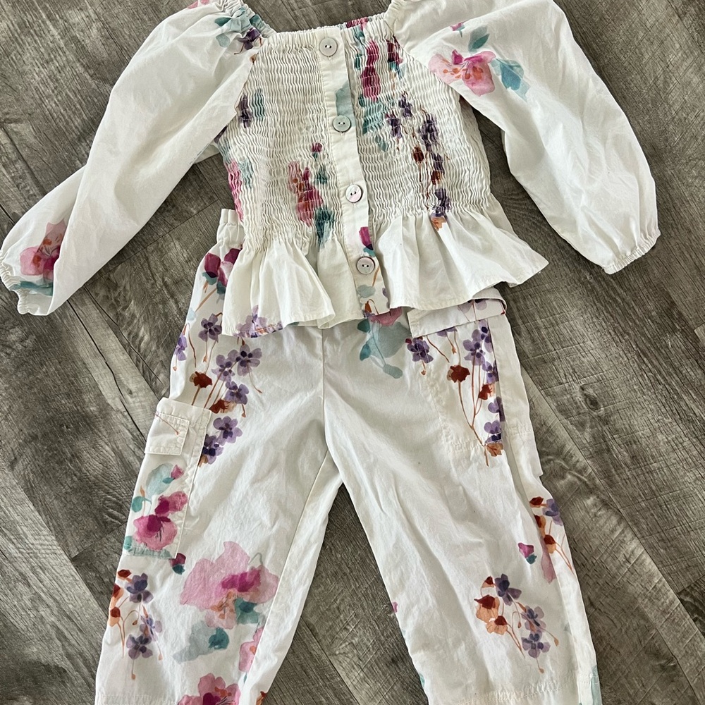Zara White Floral Kids Matching Set